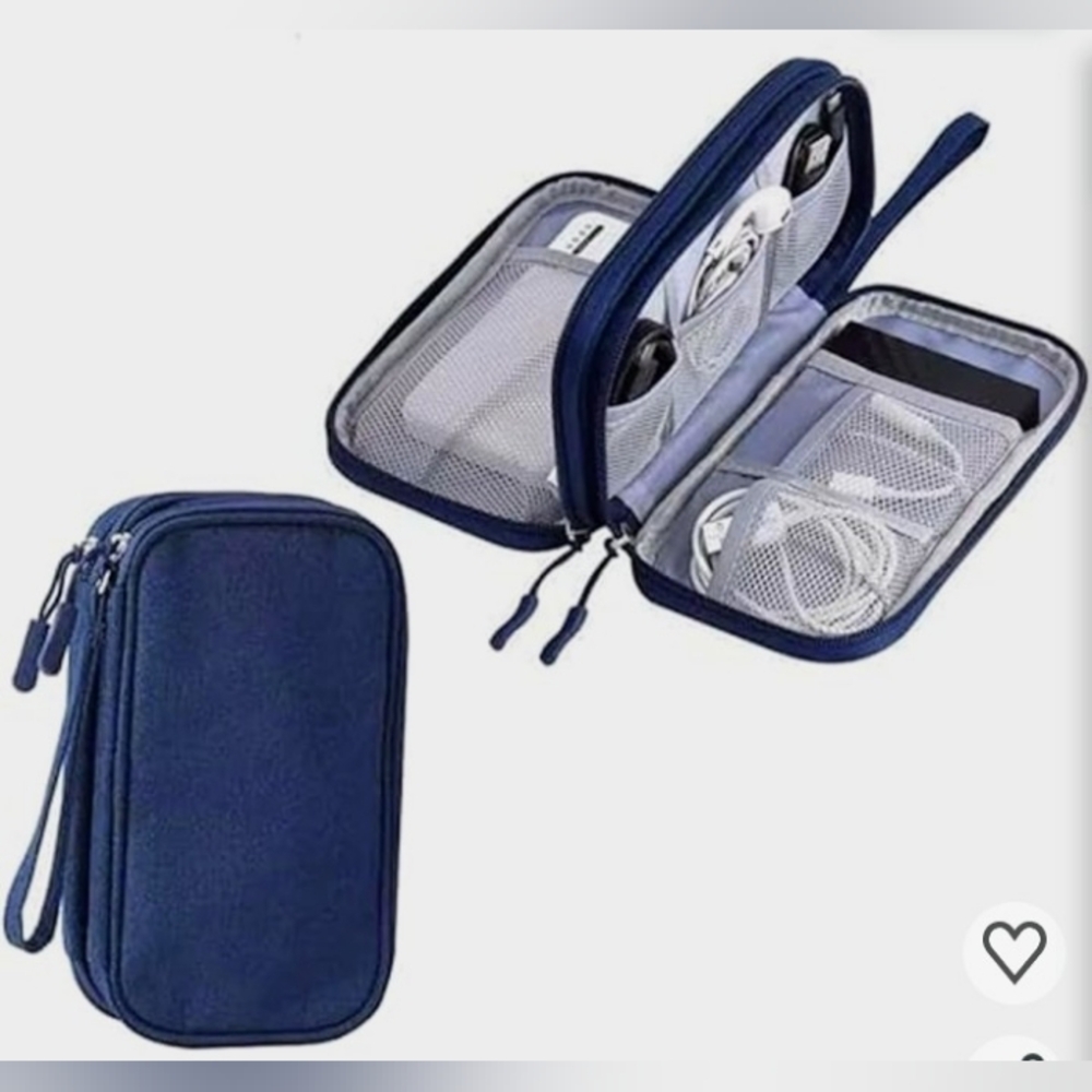 Navy Blue Portable Electronics Travel Organizer Case